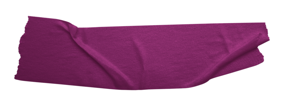 purple crumpled torn tape isolated on transparent background.