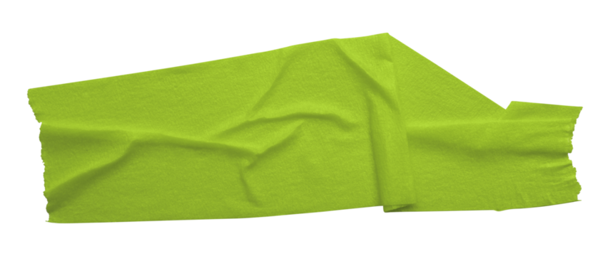 green crumpled torn tape isolated on transparent background.