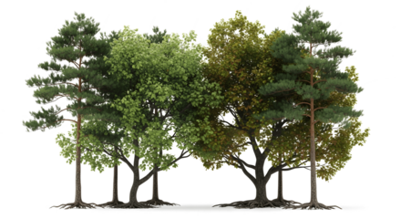 Lush green forest with mixed trees offering a vibrant natural scene for nature projects, designs