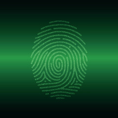 Green Digital Fingerprint on Dark Futuristic Background