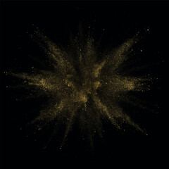 Shimmering Golden Dust Burst on Black Background