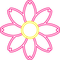 Neon Flower Doodle Decoration