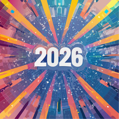 Geometric Kaleidoscope 2026 &mdash; Abstract New Year Vector Design