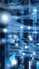 Fototapeta premium Secure digital network glows symbolizing privacy in a modern data center infrastructure concept
