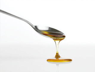 Minimalist Droplet of Honey Falling from Spoon in Clean Composition