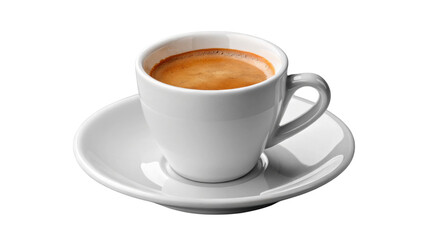 isolated transparent Background, Minimal espresso cup saucer white ceramic rim highlight