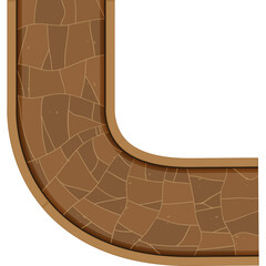 Abstract Brown Pavement Corner With Cracked Texture And Rounded Edges On A Transparent Background