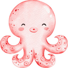 Watercolor cute octopus