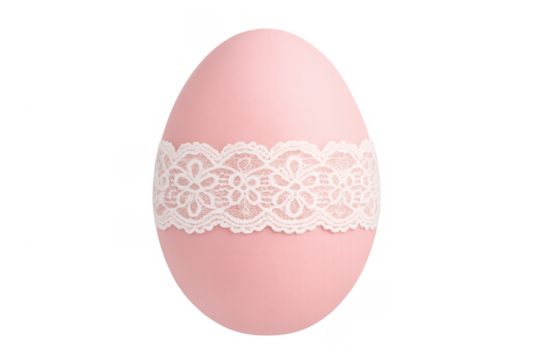Pink easter egg decorated with delicate white lace - Powered by Adobe