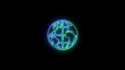 Glowing Neon Globe Icon With Blue And Green Light abstract background - Powered by Adobe