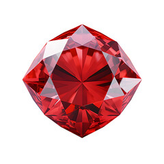 A single cut red gemstone on a plain black background view