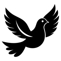 Obraz premium Stylized black silhouette of a dove in flight