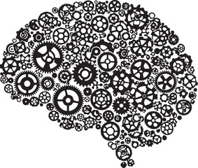 Brain Made of Gears Concept Illustration for Thinking and Innovation