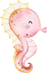 Watercolor cute seahorse