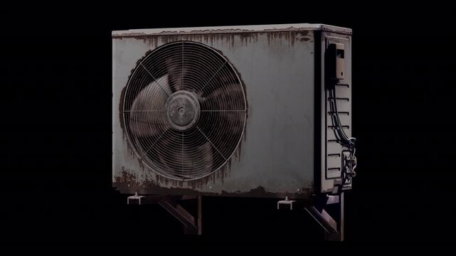 The whole old AC compressor is working. The fan is start at beginning and stops at the end.