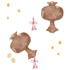 Uchide no Kozuchi (Wood) – Cute Japanese New Year Watercolor Series