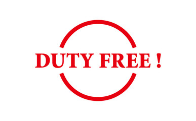 DUTY FREE ! - Red Rubber Stamp with text DUTY FREE !
