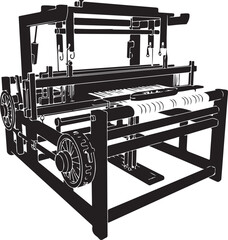 Detailed loom illustration weaving machine design for textile production process