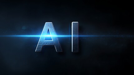 Futuristic glowing AI lettering on dark background for modern technology and digital transformation concepts, use for innovation and progress themes