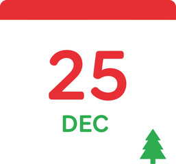 A calendar icon showing December 25th with a small Christmas tree, symbolizing Christmas holiday.