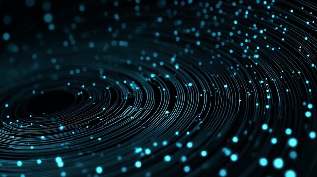 Dynamic teal vortex with glowing particles creates a powerful sense of motion and depth ideal for a modern technology presentation backdrop - Powered by Adobe