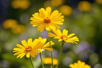 Sunlit Yellow Coreopsis Flowers 