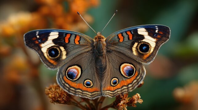 Beautiful Common Buckeye Butterfly (Junonia coenia) in the Piedmont region of North Carolina