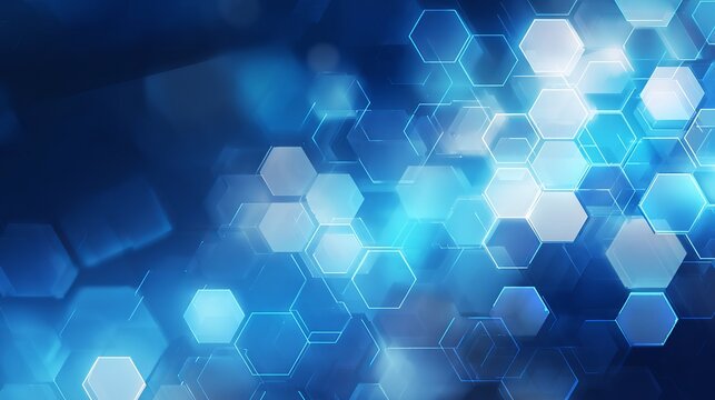 Stunning blue futuristic background with glowing hexagons for dynamic presentations and modern technology websites needing a professional design element
