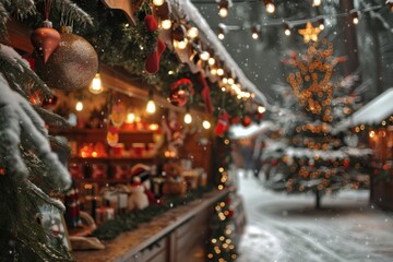 Festive christmas fair featuring a skating rink, children enjoying the holiday spirit, and a tree