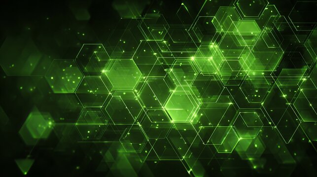 Dynamic green hexagon network glows with cutting-edge technology perfect for innovative concepts in digital security, data science and future tech - Powered by Adobe