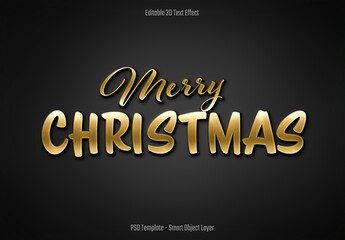 Golden Christmas Text Effect on Black Background