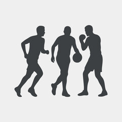 Silhouettes of Athletes Engaged in Various Sports Activities People Vector Illustration