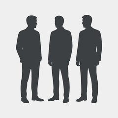 Three Businessmen Silhouettes People Vector Illustration