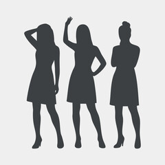 Elegant Women Silhouettes Set People Vector Illustration