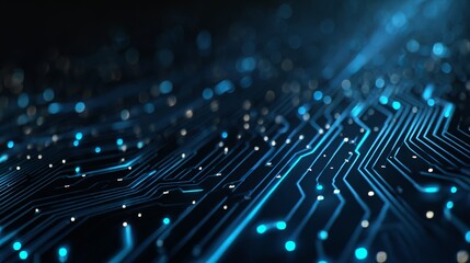 Immerse your viewers with a stunning blue circuit board background that represents innovation, technology, and data flow in a modern digital world