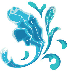 Abstract Blue Water Splash Element With Transparent Background and Light Blue Accents Dynamic Liquid Motion Dynamic Fluid Splatter Art