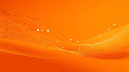 Vibrant orange abstract background with flowing lines and glowing orbs creating dynamic energy and modern elegance for digital design