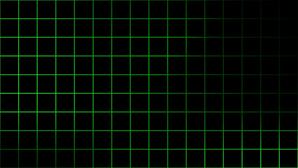 Abstract digital background featuring a glowing neon green grid on a dark surface. Perfect for technology, sci-fi, gaming, or cyber themes.