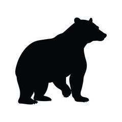 A powerful and majestic grizzly bear is depicted in a striking silhouette, bear standing on hind legs silhouette vector illustration