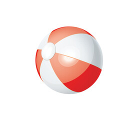 Classic Red And White Beach Ball With Reflective Surface Isolated On Transparent Background