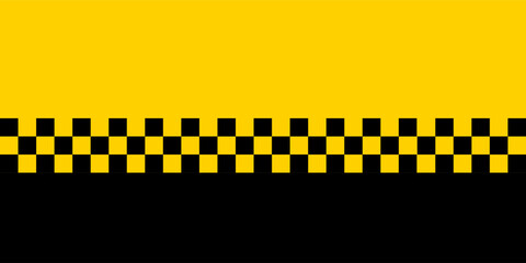 Yellow banner with classic black checkerboard stripe at the bottom, perfect for taxi themes, transport signage, or high-contrast visual designs.Eps10 © Selviana