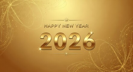 Celebrate the new year with a stunning golden 2026 design, perfect for festive greetings, banners, and marketing materials, radiating warmth and elegance
