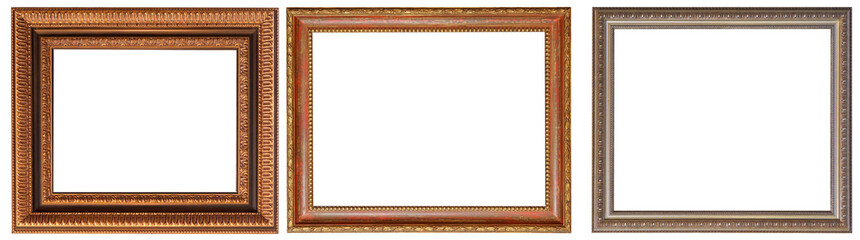 frame picture isolated on white background gold antique set