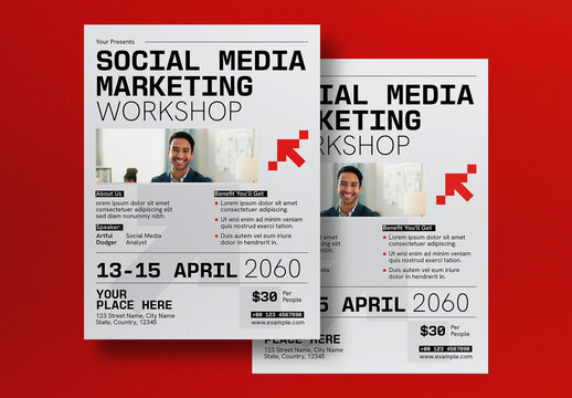 Red Utilitarian Social Media Marketing Workshop Business Flyer Layout