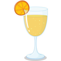 Pixel Art Mimosa Cocktail With Orange Slice On Transparent Background