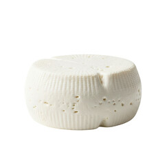 A round of fresh ricotta cheese isolated on transparent background, a dairy product