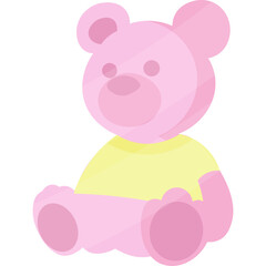Pink Teddy Bear Toy With Yellow Shirt Sitting On Transparent Background Ideal For Childrens Designs
