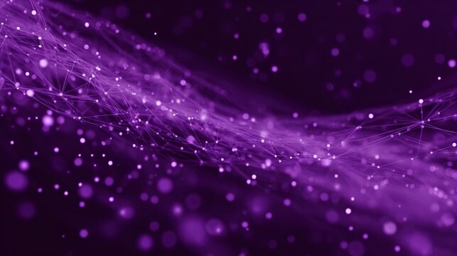 Dynamic purple network with glowing dots creates a modern, connected feel, perfect for technology, science, or futuristic design projects