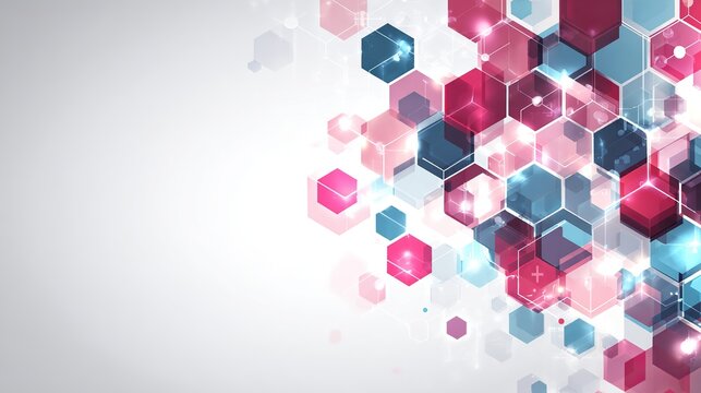 Modern abstract tech background with glowing geometric shapes in vibrant pink and blue for cutting-edge designs and innovative concepts