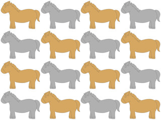 馬のイラスト　グラフィック素材　茶色×グレー